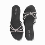 Black Crystal Cross-Strap Slide