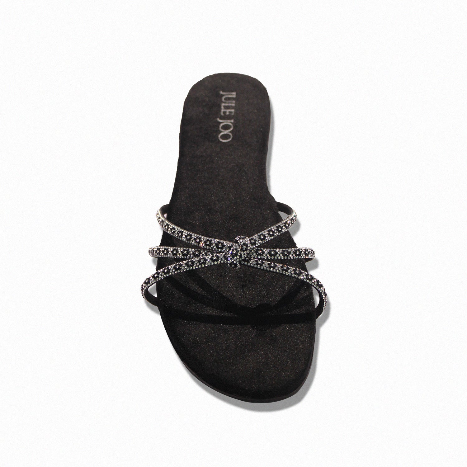 Black Crystal Cross-Strap Slide