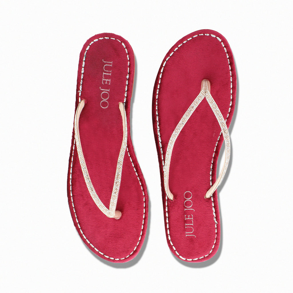 Velvet Red Crystal Flip-Flop