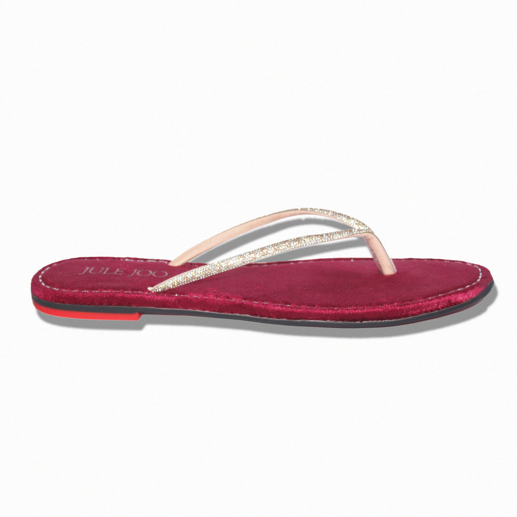 Velvet Red Crystal Flip-Flop