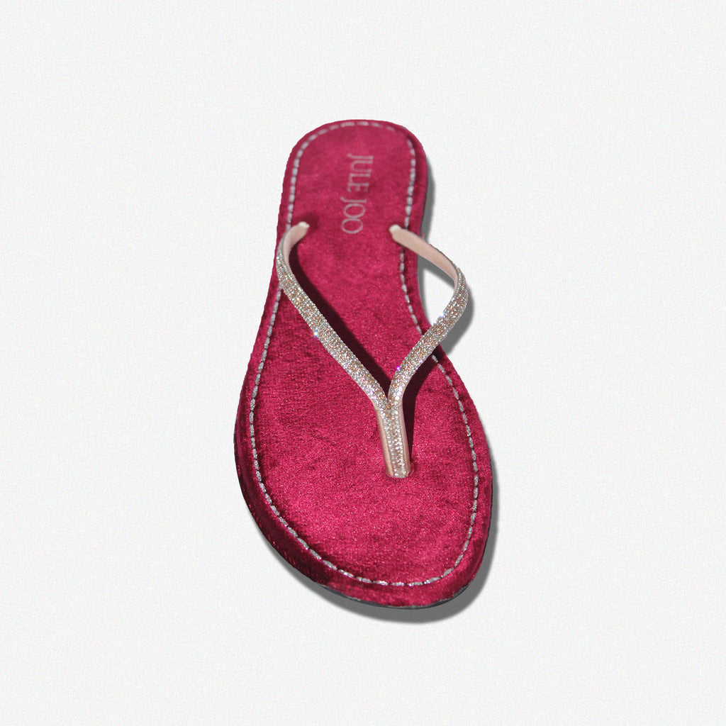 Velvet Red Crystal Flip-Flop
